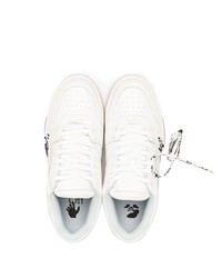 weiße und schwarze bedruckte Leder niedrige Sneakers von Off-White