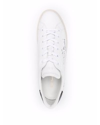 weiße und schwarze bedruckte Leder niedrige Sneakers von Paul Smith