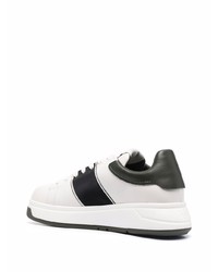 weiße und schwarze bedruckte Leder niedrige Sneakers von Emporio Armani