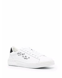 weiße und schwarze bedruckte Leder niedrige Sneakers von MSGM