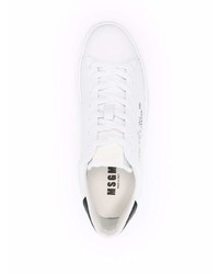 weiße und schwarze bedruckte Leder niedrige Sneakers von MSGM