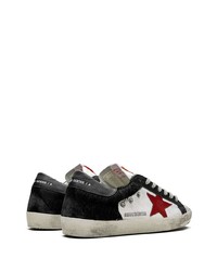 weiße und schwarze bedruckte Leder niedrige Sneakers von Golden Goose