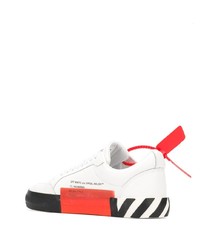 weiße und schwarze bedruckte Leder niedrige Sneakers von Off-White