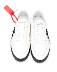 weiße und schwarze bedruckte Leder niedrige Sneakers von Off-White