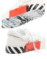 weiße und schwarze bedruckte Leder niedrige Sneakers von Off-White