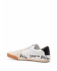 weiße und schwarze bedruckte Leder niedrige Sneakers von Palm Angels