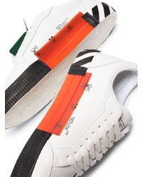 weiße und schwarze bedruckte Leder niedrige Sneakers von Off-White