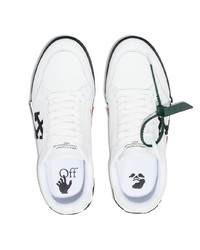 weiße und schwarze bedruckte Leder niedrige Sneakers von Off-White