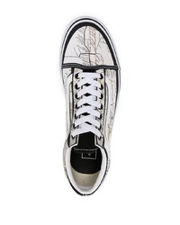 weiße und schwarze bedruckte Leder niedrige Sneakers von Vans
