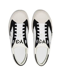 weiße und schwarze bedruckte Leder niedrige Sneakers von Y-3