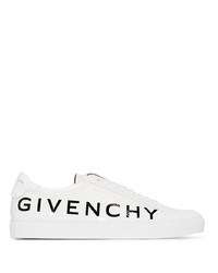 weiße und schwarze bedruckte niedrige Sneakers von Givenchy