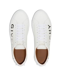 weiße und schwarze bedruckte niedrige Sneakers von Givenchy