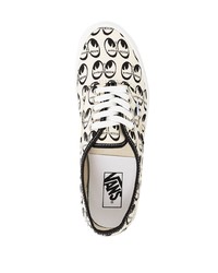 weiße und schwarze bedruckte Segeltuch niedrige Sneakers von Vans
