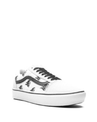 weiße und schwarze bedruckte Segeltuch niedrige Sneakers von Vans