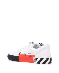 weiße und schwarze bedruckte Segeltuch niedrige Sneakers von Off-White