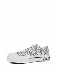 weiße und schwarze bedruckte Segeltuch niedrige Sneakers von Burberry