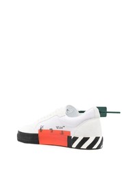 weiße und schwarze bedruckte Segeltuch niedrige Sneakers von Off-White