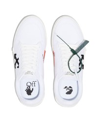 weiße und schwarze bedruckte Segeltuch niedrige Sneakers von Off-White
