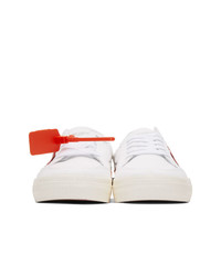 weiße und schwarze bedruckte Segeltuch niedrige Sneakers von Off-White