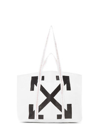weiße und schwarze bedruckte Shopper Tasche aus Leder von Off-White