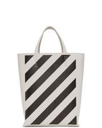 weiße und schwarze bedruckte Shopper Tasche aus Leder von Off-White