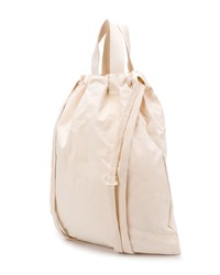 weiße und schwarze bedruckte Shopper Tasche aus Segeltuch von MAISON KITSUNE