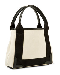 weiße und schwarze bedruckte Shopper Tasche aus Segeltuch von Balenciaga