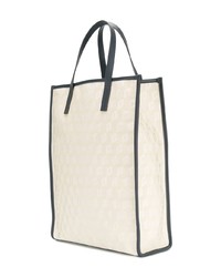 weiße und schwarze bedruckte Shopper Tasche aus Segeltuch von Corto Moltedo