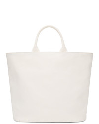 weiße und schwarze bedruckte Shopper Tasche aus Segeltuch von Prada