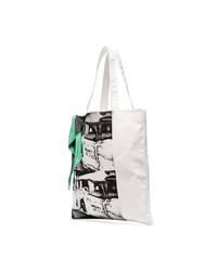 weiße und schwarze bedruckte Shopper Tasche aus Segeltuch von Calvin Klein 205W39nyc