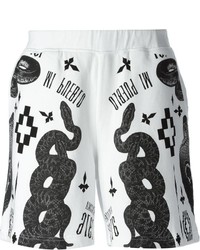 weiße und schwarze bedruckte Shorts von Marcelo Burlon County of Milan