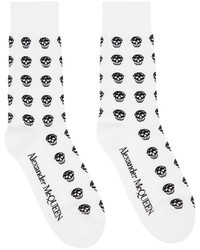 weiße und schwarze bedruckte Socken von Alexander McQueen