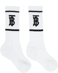 weiße und schwarze bedruckte Socken von Burberry