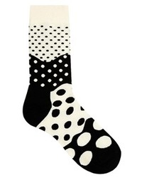 weiße und schwarze bedruckte Socken von Happy Socks