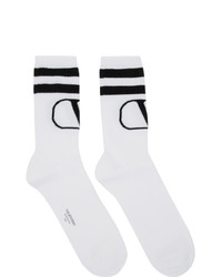 weiße und schwarze bedruckte Socken von Valentino