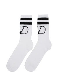 weiße und schwarze bedruckte Socken von Valentino