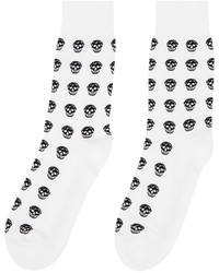 weiße und schwarze bedruckte Socken von Alexander McQueen