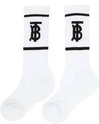 weiße und schwarze bedruckte Socken von Burberry