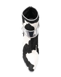 weiße und schwarze bedruckte Stiefeletten aus Kalbshaar von Premiata