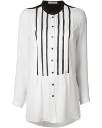 weiße und schwarze Bluse mit Knöpfen von Etro
