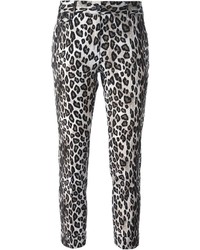 weiße und schwarze enge Hose mit Leopardenmuster von Alberto Biani