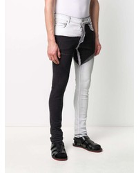 weiße und schwarze enge Jeans mit Flicken von Rick Owens DRKSHDW