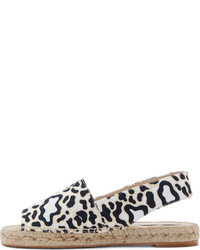 weiße und schwarze Espadrilles mit Leopardenmuster von Stella McCartney