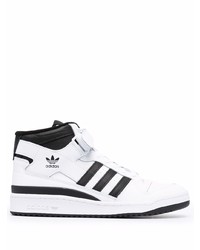 weiße und schwarze hohe Sneakers aus Leder von adidas