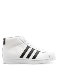 weiße und schwarze hohe Sneakers aus Leder von adidas
