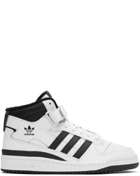 weiße und schwarze hohe Sneakers aus Leder von adidas Originals