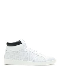 weiße und schwarze hohe Sneakers aus Leder von Armani Exchange