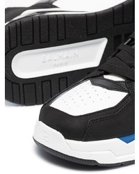 weiße und schwarze hohe Sneakers aus Leder von Balmain