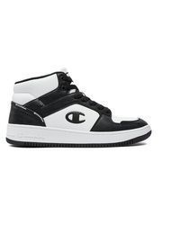 weiße und schwarze hohe Sneakers aus Leder von Champion