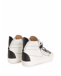 weiße und schwarze hohe Sneakers aus Leder von Giuseppe Zanotti